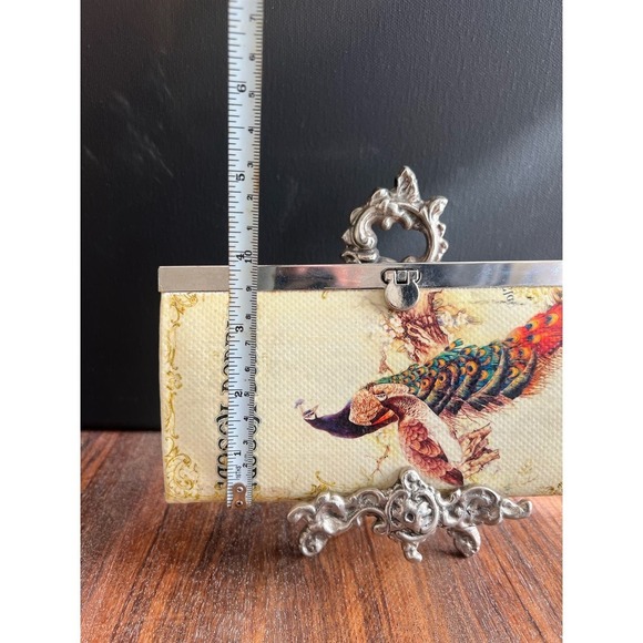 Heirloom Reserve Peacock Clutch Evening Bag Floral Tapestry Small Purse - Picture 2 of 11